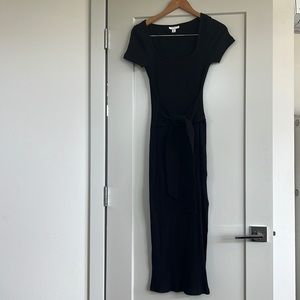 Top shop black rib square neck dress with tie front